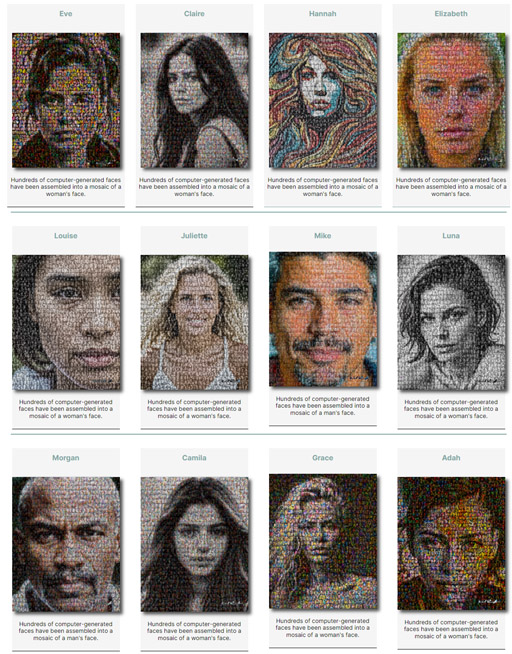 faces2face exhibition preview - mosaic portrait composed of hundreds of faces